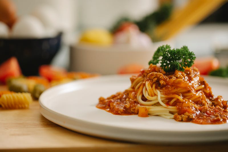 Rich spaghetti bolognese with slow-cooked meat sauce