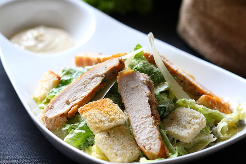 Classic Caesar salad with romaine lettuce and parmesan