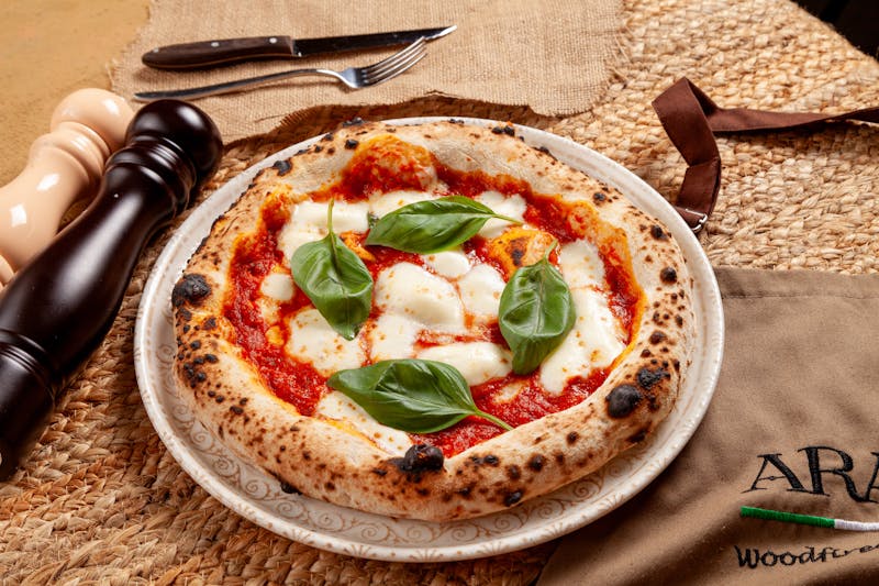 Classic Margherita pizza with fresh mozzarella and basil