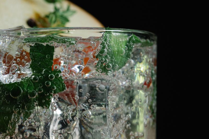 Sparkling water served in elegant glassware
