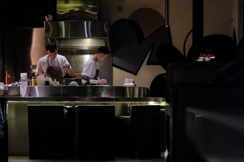 Papa Ginos team working together in the kitchen